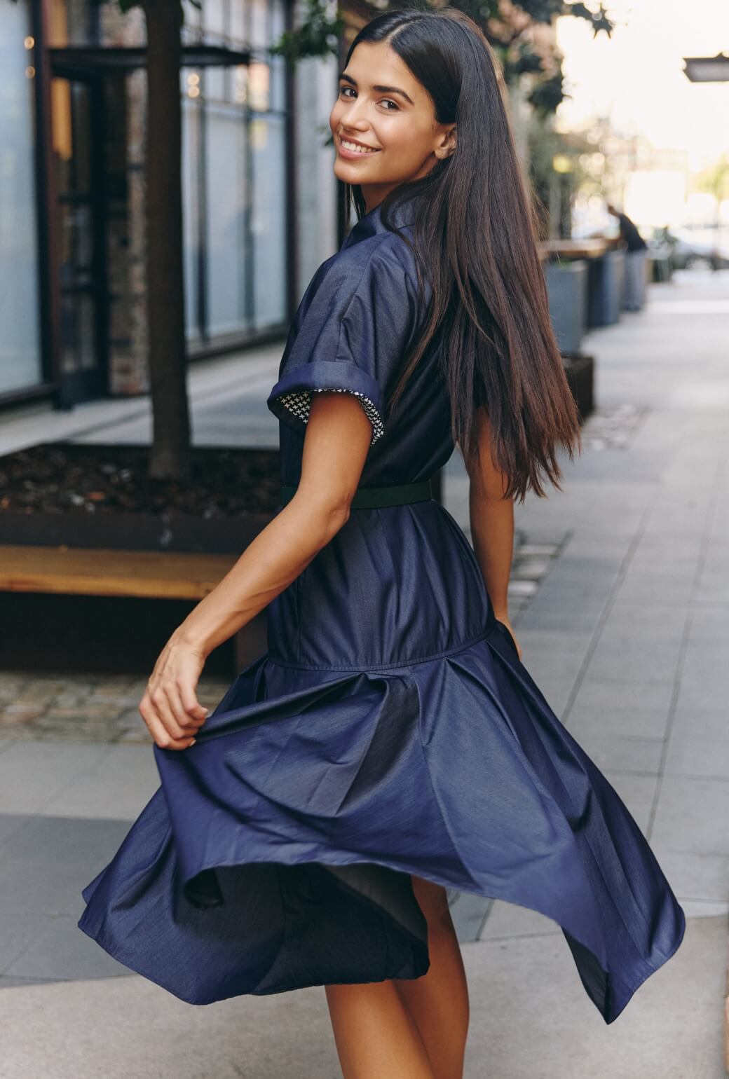 Drop Waist Day Gown - Dark Chambray