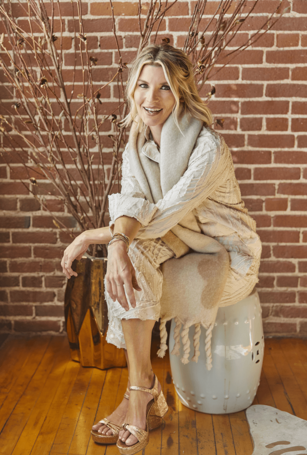 Faux-Mo Tassel Scarf - Ivory