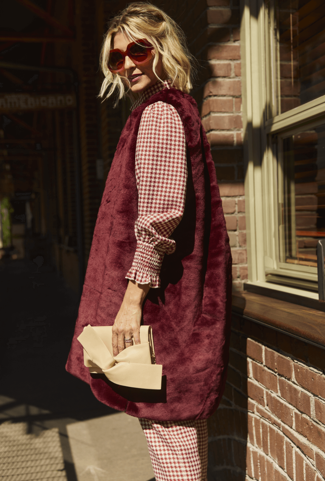 Faux Fur Vest - Burgundy