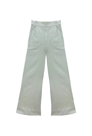 Buru x Old Soul Etiquette Flat Front Trousers - Green Squares Twill