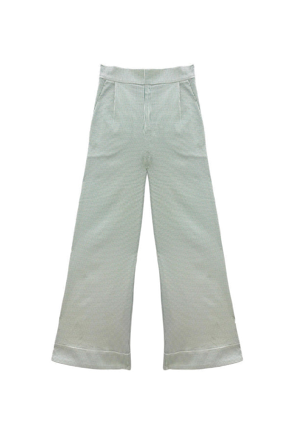 Buru x Old Soul Etiquette Flat Front Trousers - Green Squares Twill