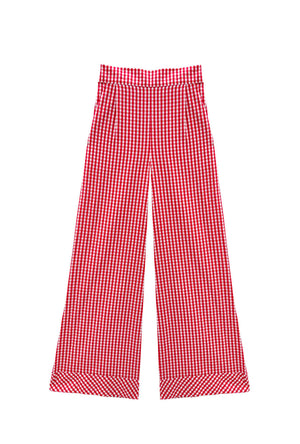 Buru x Val Hepburn High Rise Trousers - Red Gingham
