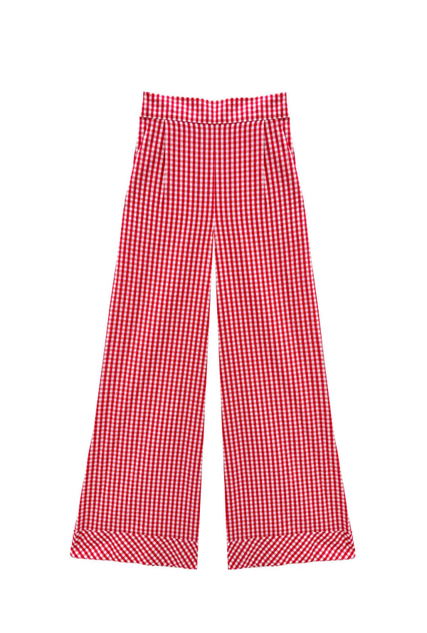 Buru x Val Hepburn High Rise Trousers - Red Gingham