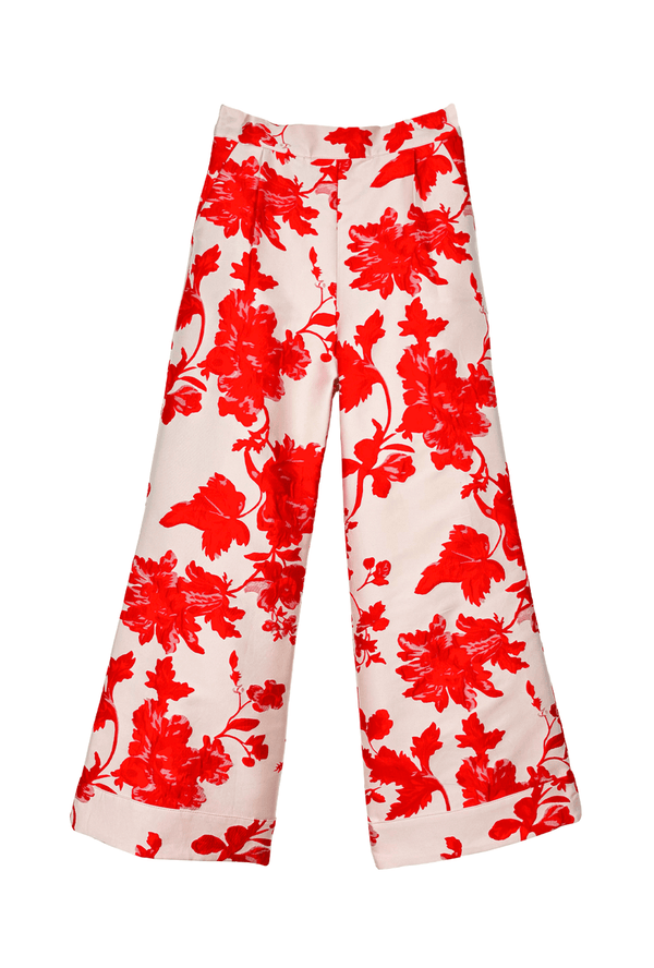Hepburn High Rise Trousers - Run for the Roses Brocade