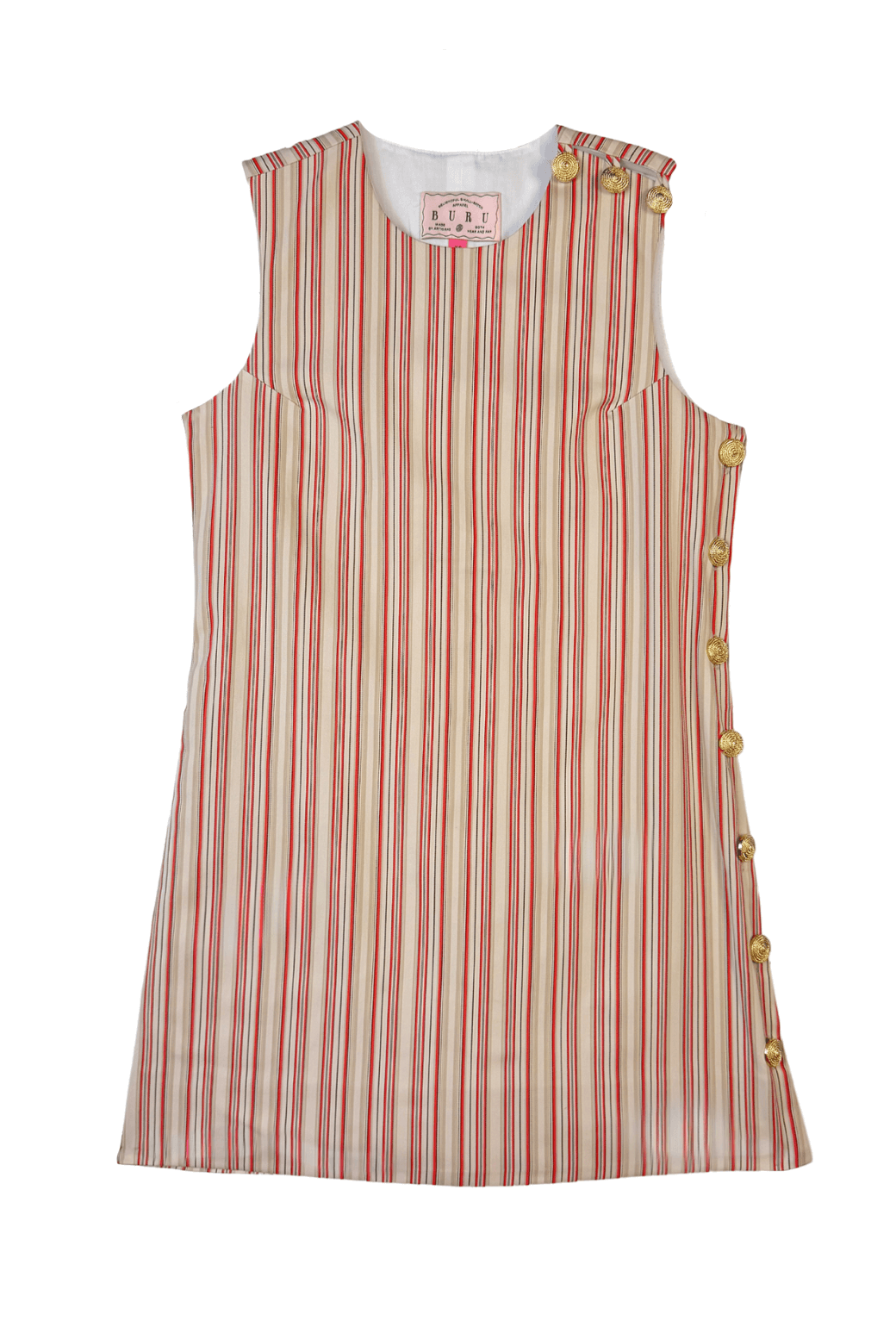 Buru x Megan Stokes Jackie Dress - Poppy and Brown Stripe XS Buru x Megan Stokes Jackie Dress - Poppy and Brown Stripe XS