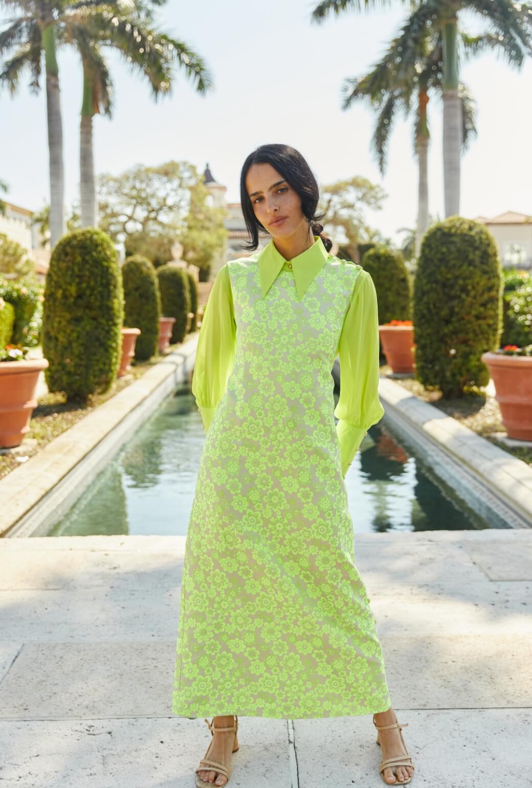Jackie Dress Tea Length - Lemon Brightline M Jackie Dress Tea Length - Lemon Brightline M