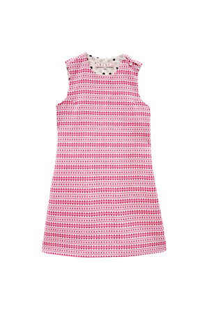 Jackie Dress - White with Pink Embroidery