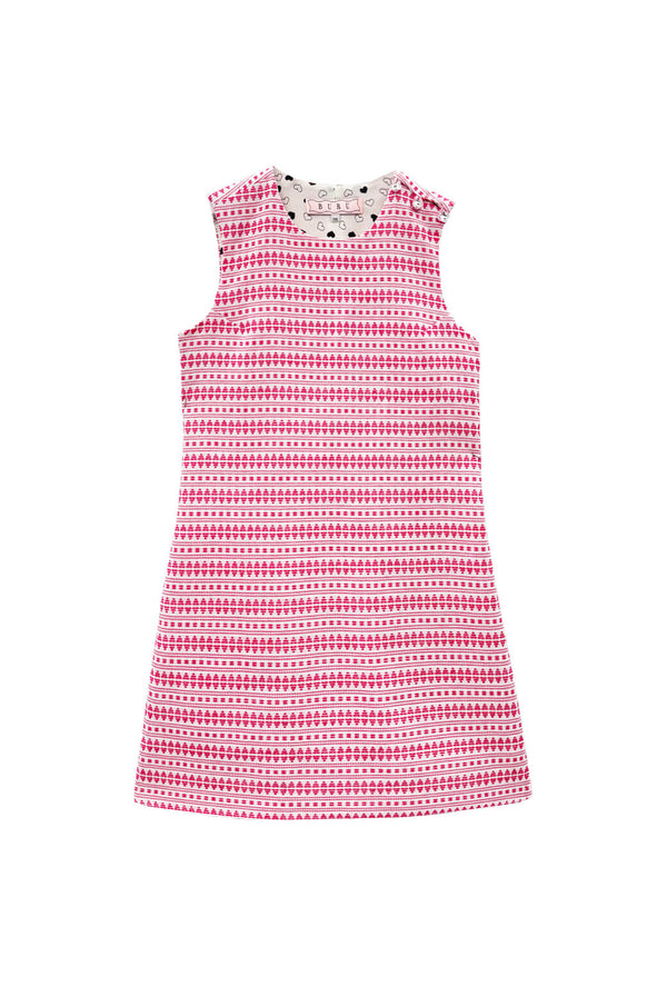 Jackie Dress - White with Pink Embroidery