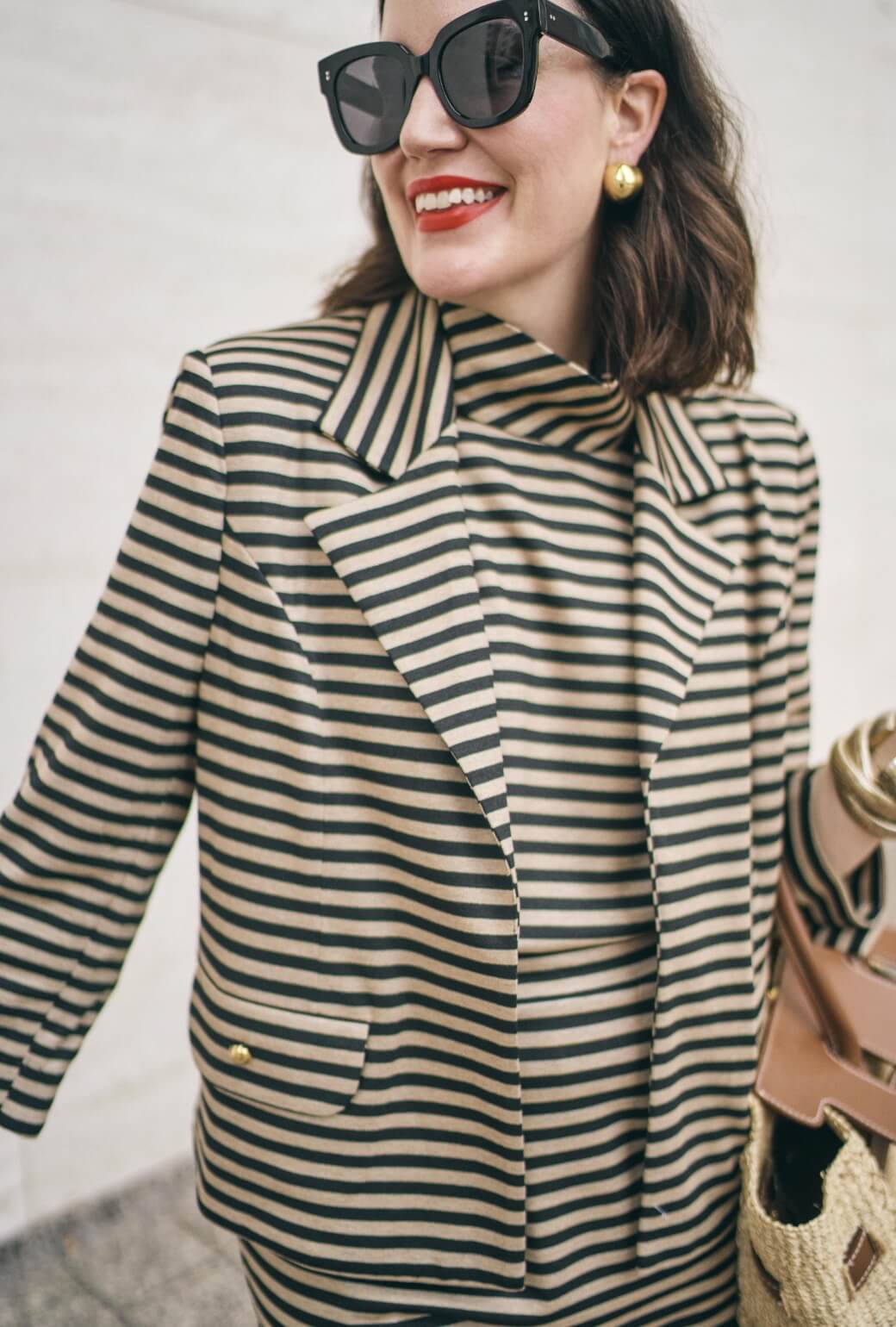 BURU x Val Knit Blazer - Taupe & Black Knit