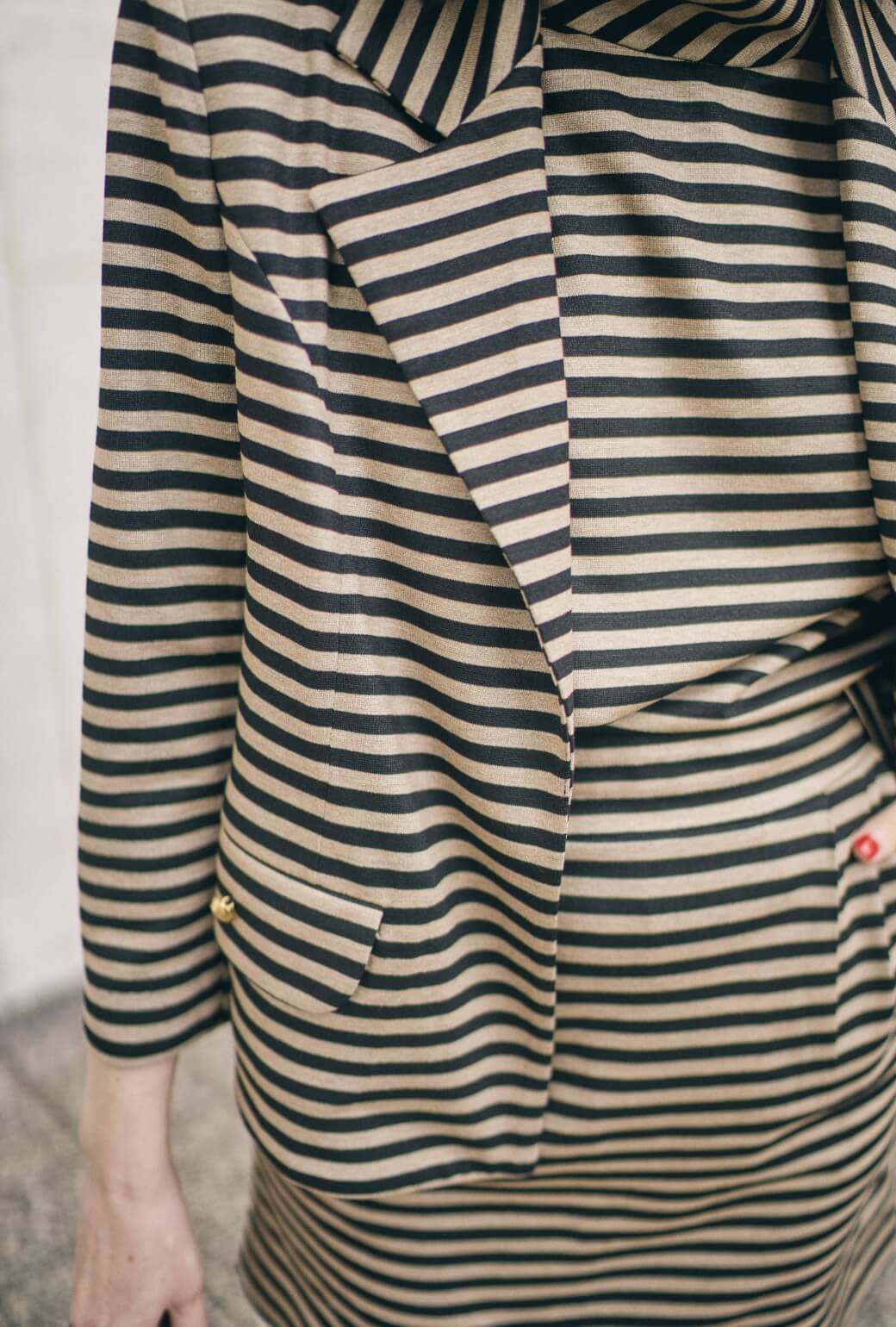BURU x Val Knit Blazer - Taupe & Black Knit