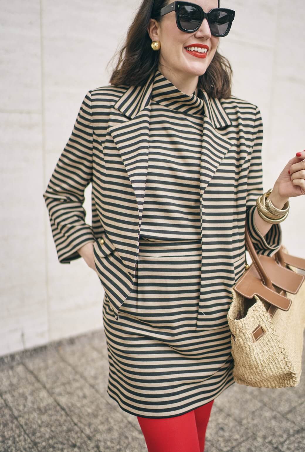 BURU x Val Knit Blazer - Taupe & Black Knit