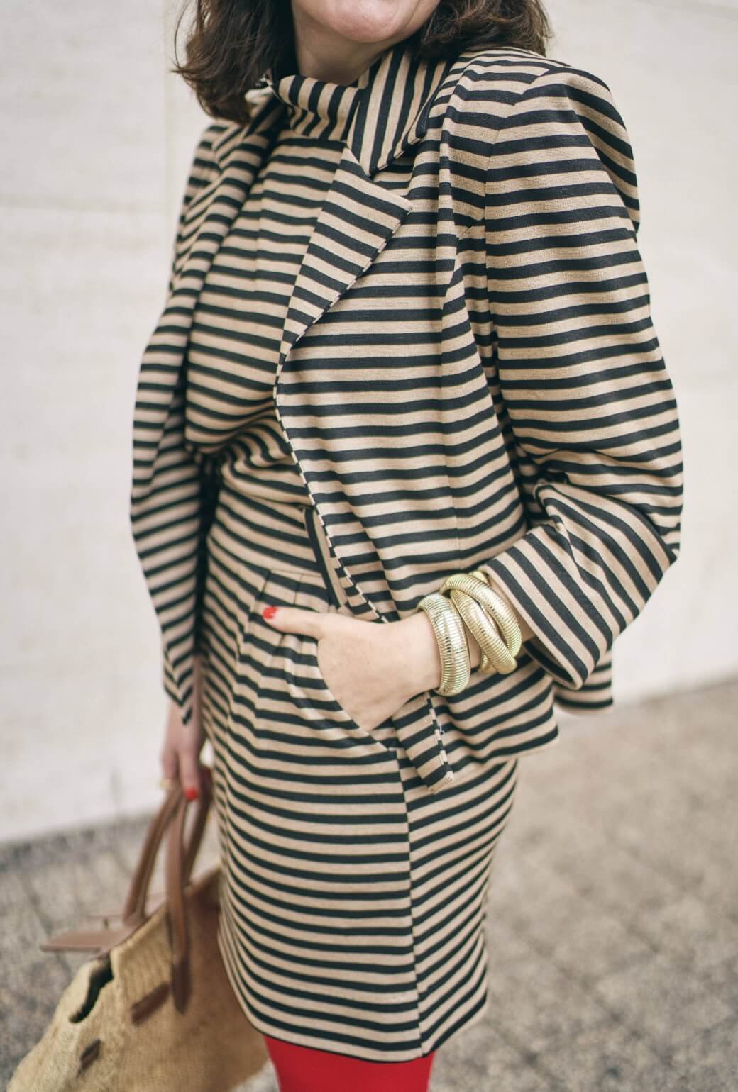 BURU x Val Knit Blazer - Taupe & Black Knit