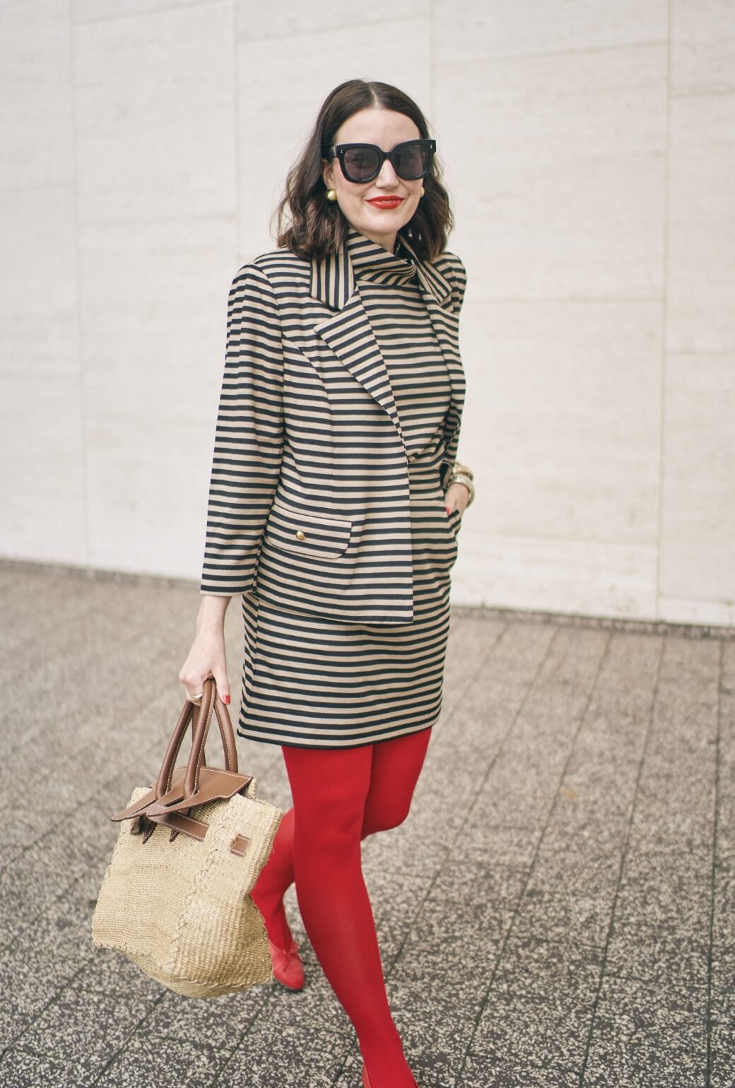 BURU x Val Knit Blazer - Taupe & Black Knit