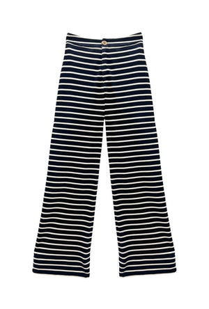Le Culottes Full Length - Black & White Stripe Knit