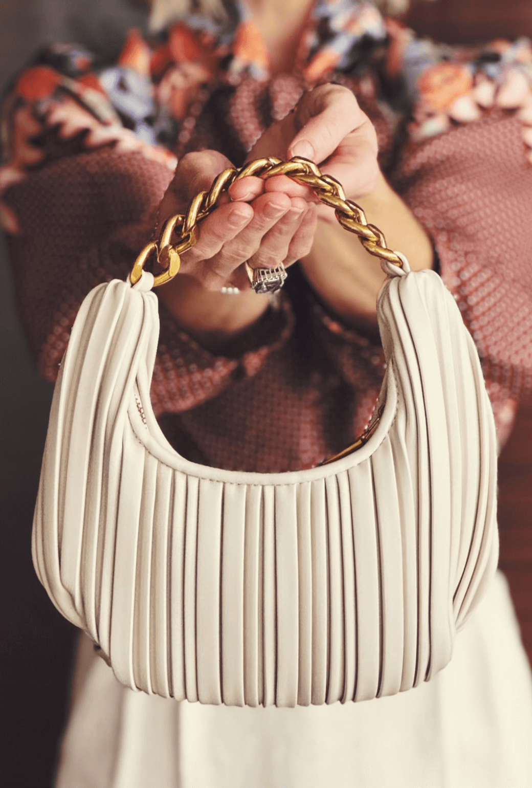 Le Pleated Handbag - Ivory