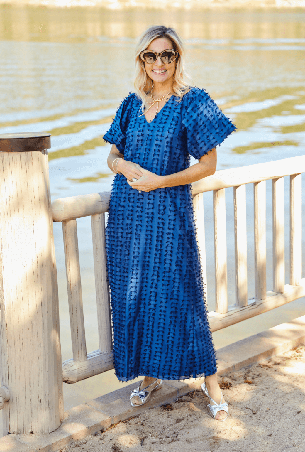 Le V Kaftan - Navy Bows