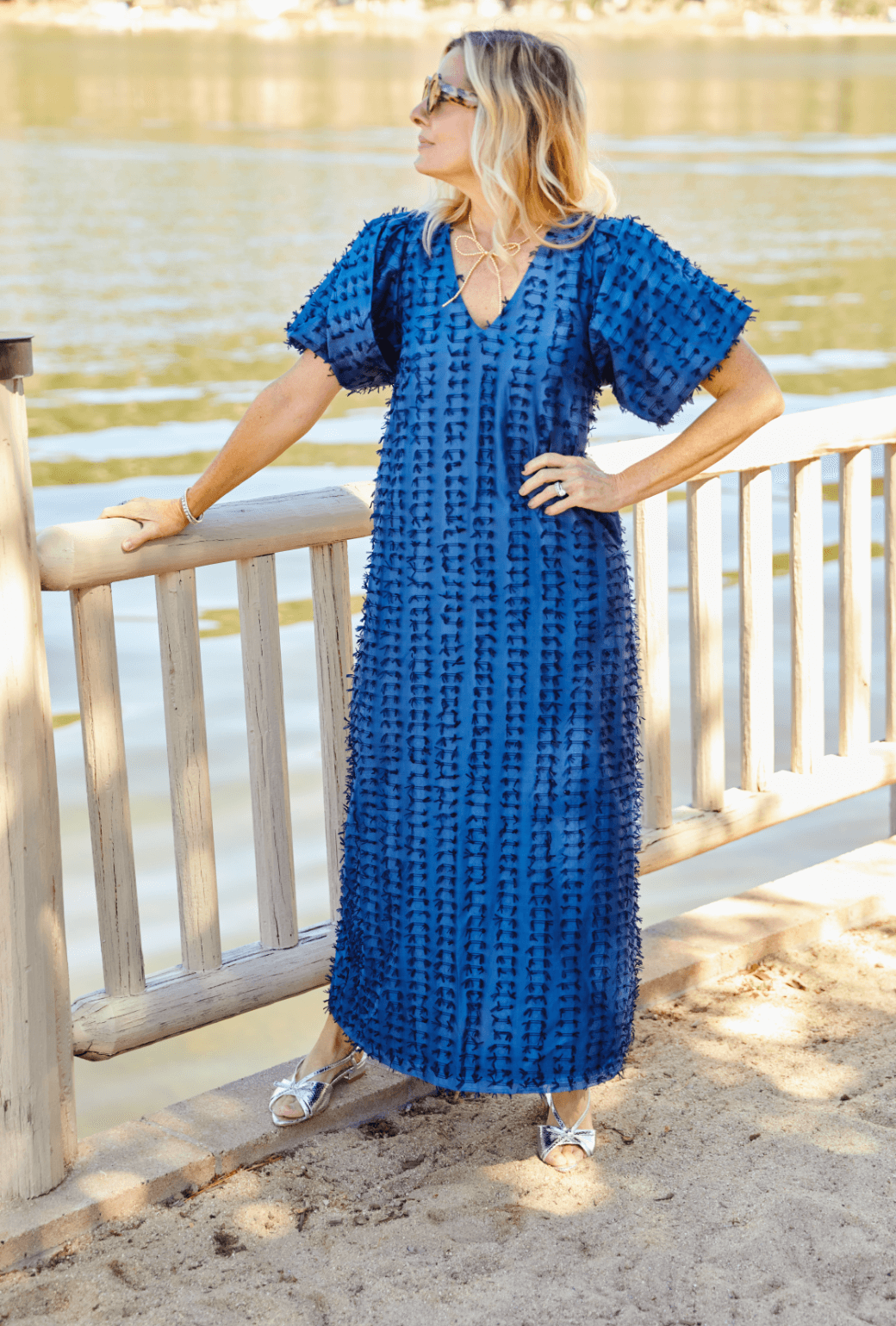 Le V Kaftan - Navy Bows