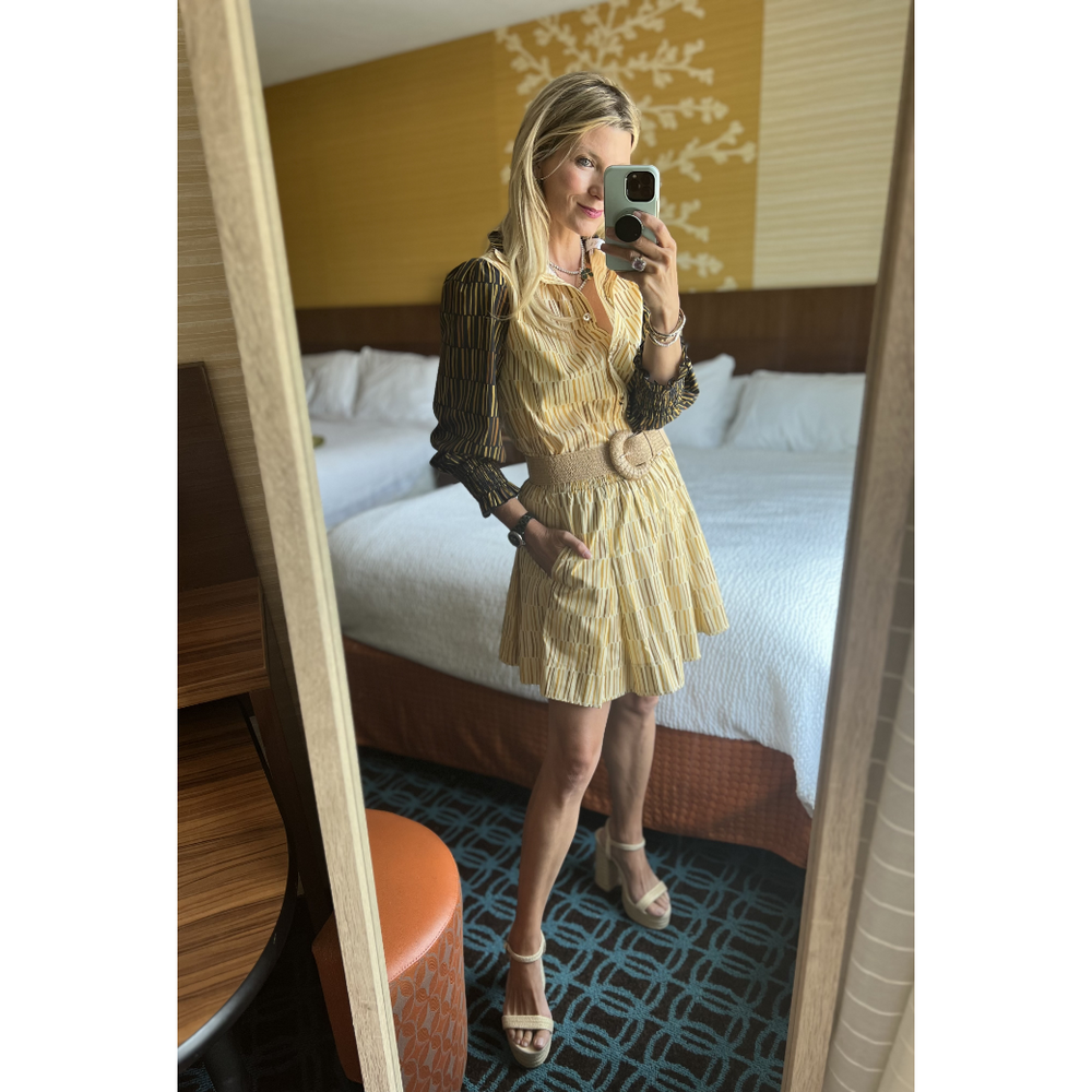 Bold Rattan Buckle Stretch Belt - Tan, image