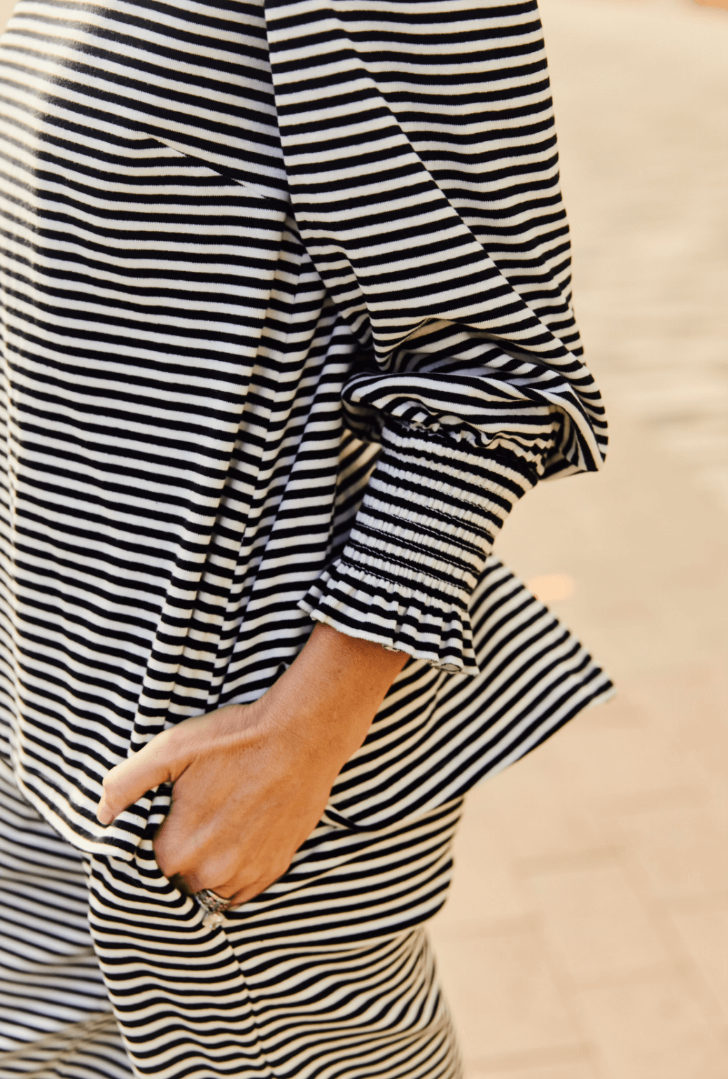 Long Sleeve Mod Top - Black & White Knit