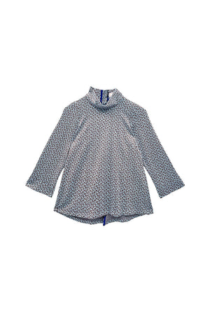 Long Sleeve Mod Top - Blue & Brown Cheetah Knit