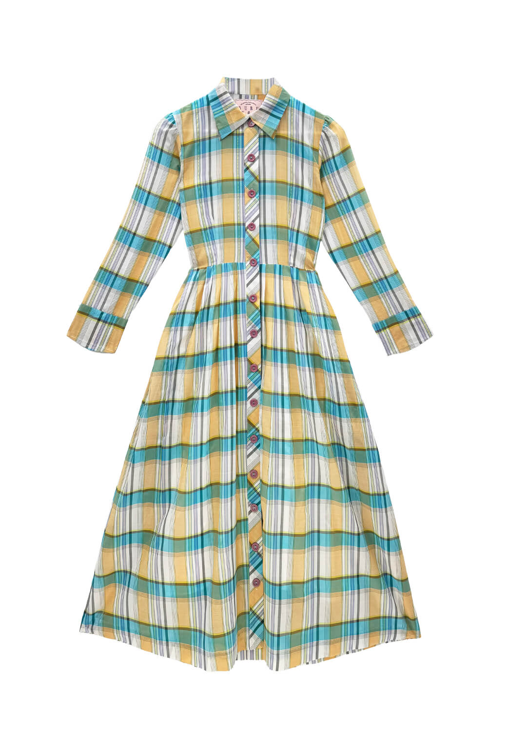 Long Sleeve Shirtdress - Silk Plaid