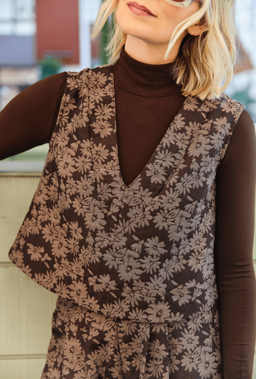 Long Sleeve Turtleneck Top - Chocolate