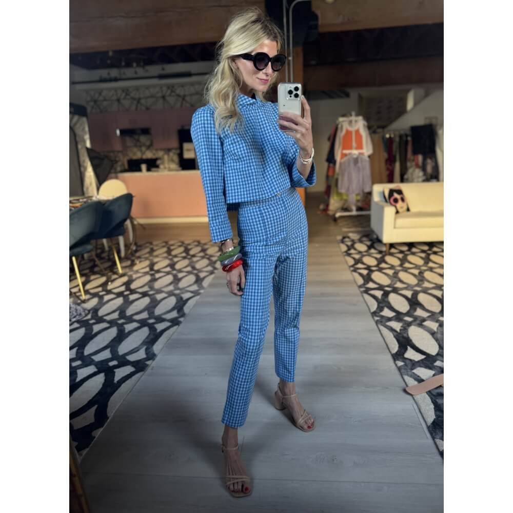 Long Sleeve Twiggy Top - Blue Gingham