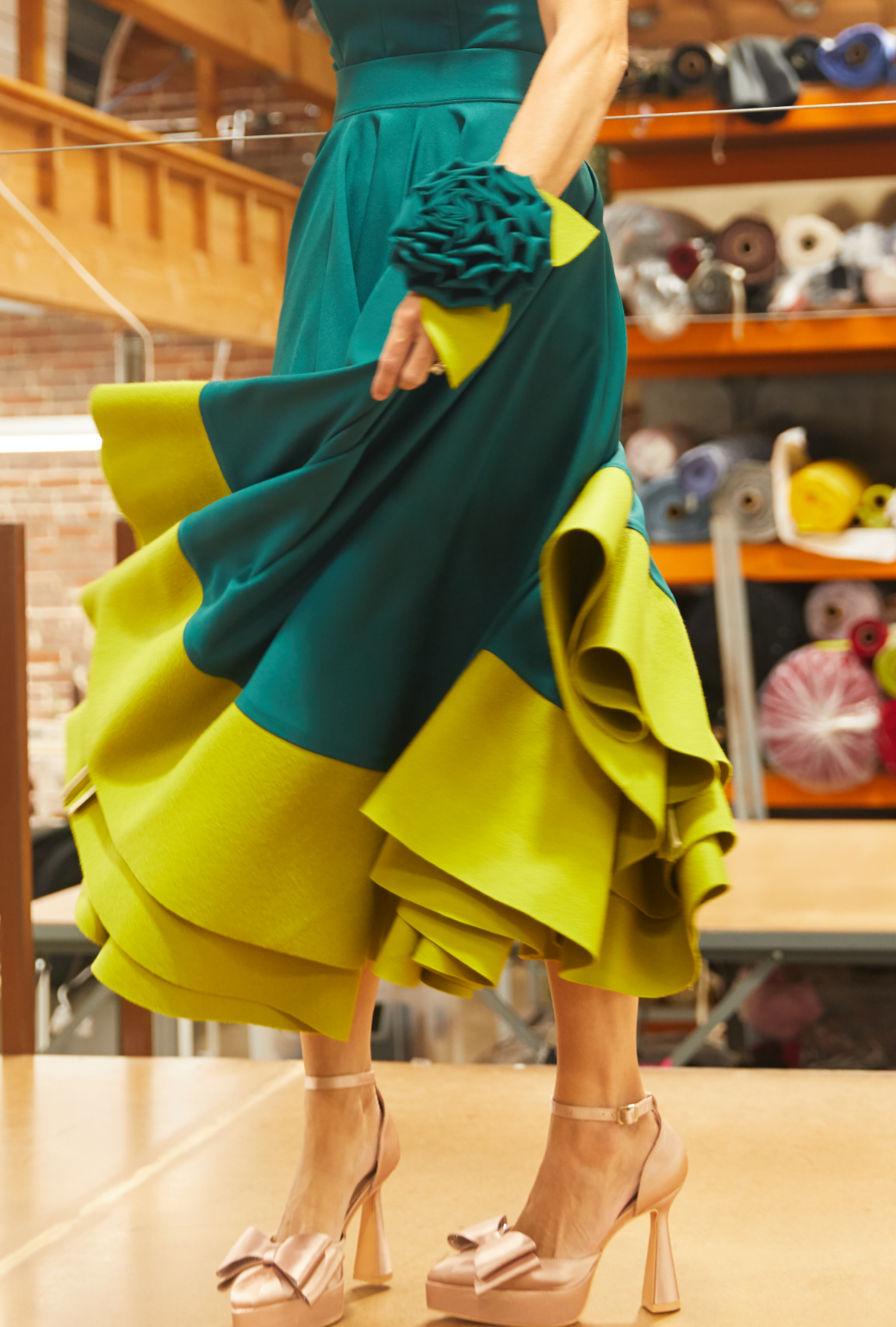 Lucinda Circle Skirt - Evergreen & Chartreuse