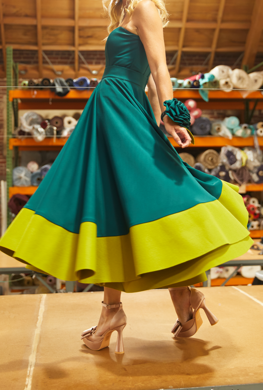 Lucinda Circle Skirt - Evergreen & Chartreuse