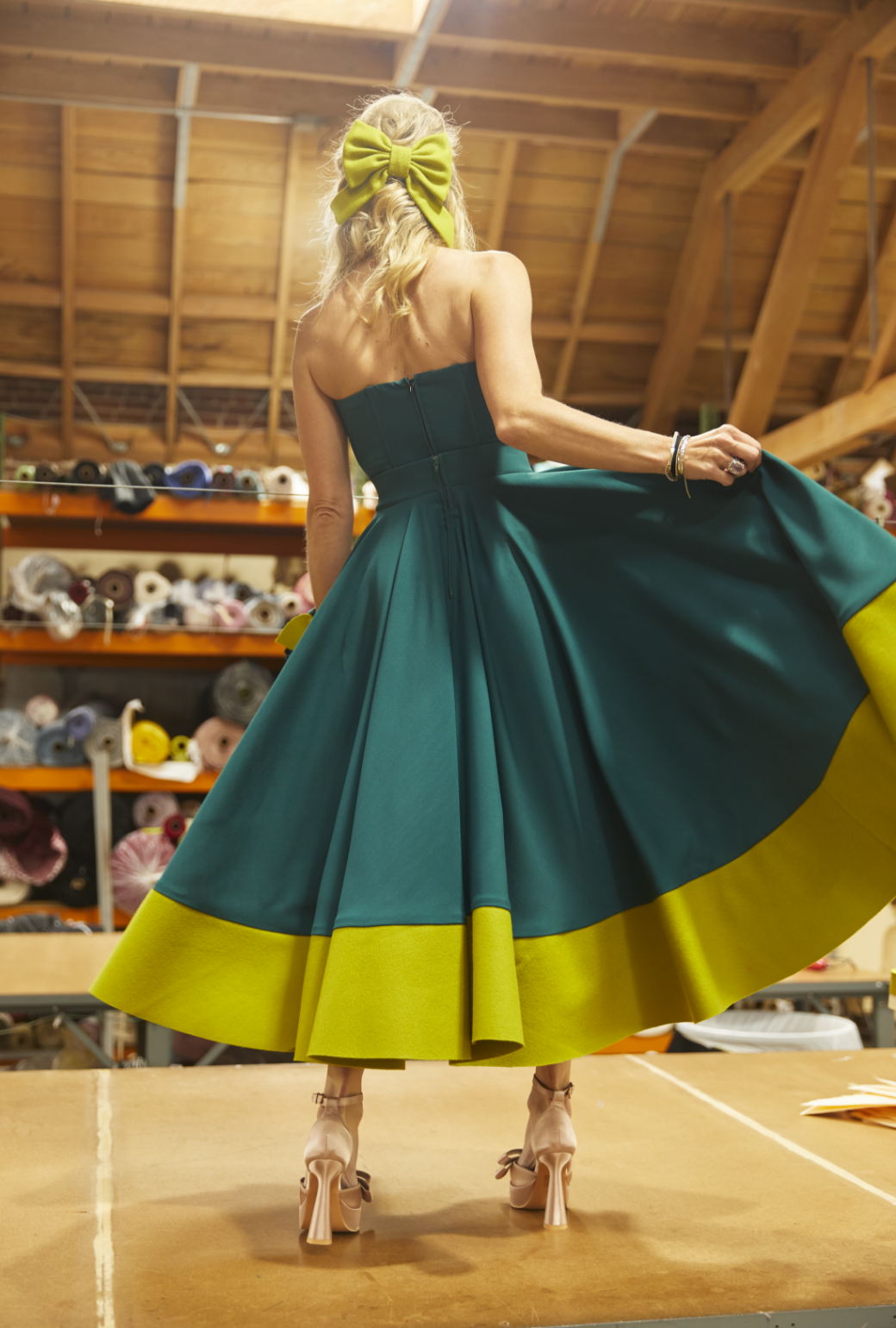 Lucinda Circle Skirt - Evergreen & Chartreuse