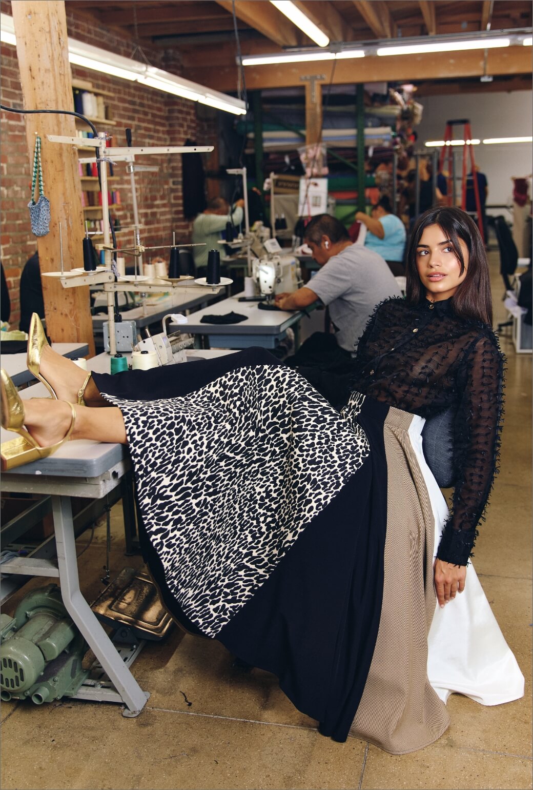 Lucinda Circle Skirt - Ivory & Black