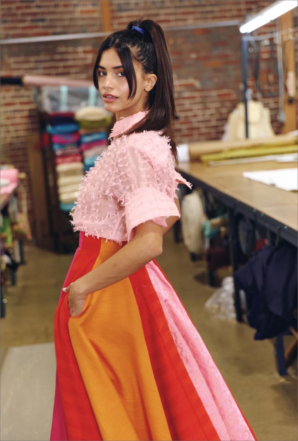 Lucinda Circle Skirt - Orange & Pink