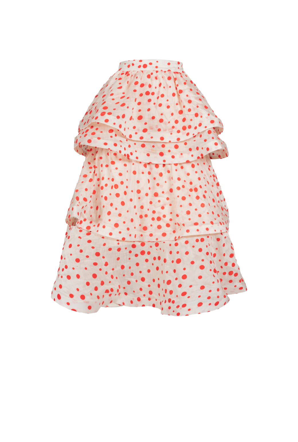 MIDI Teagan Tiered Skirt - Flocking Dot