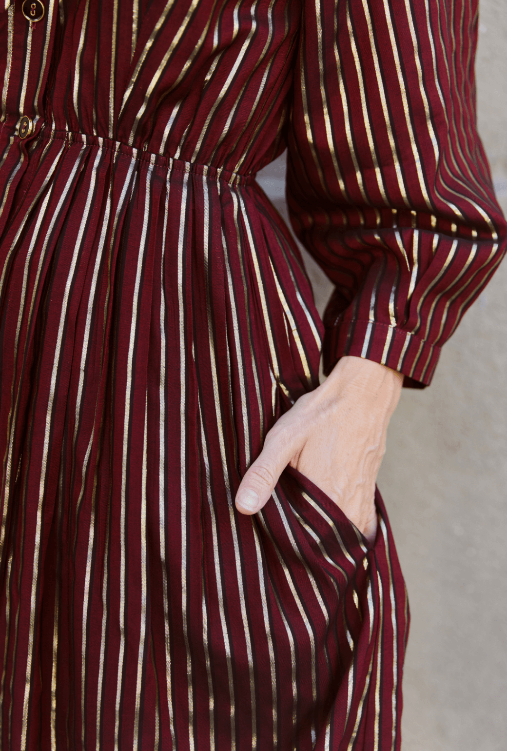 MINI 9 to 5 Shirtdress - Burgundy Stripe