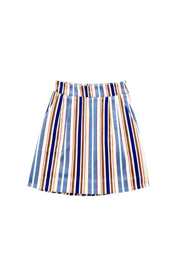 Maggie Mini Skirt - Brown Stripe Twill