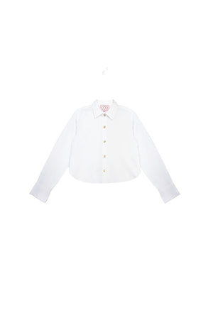 Mel Button Down Cropped Shirt - White