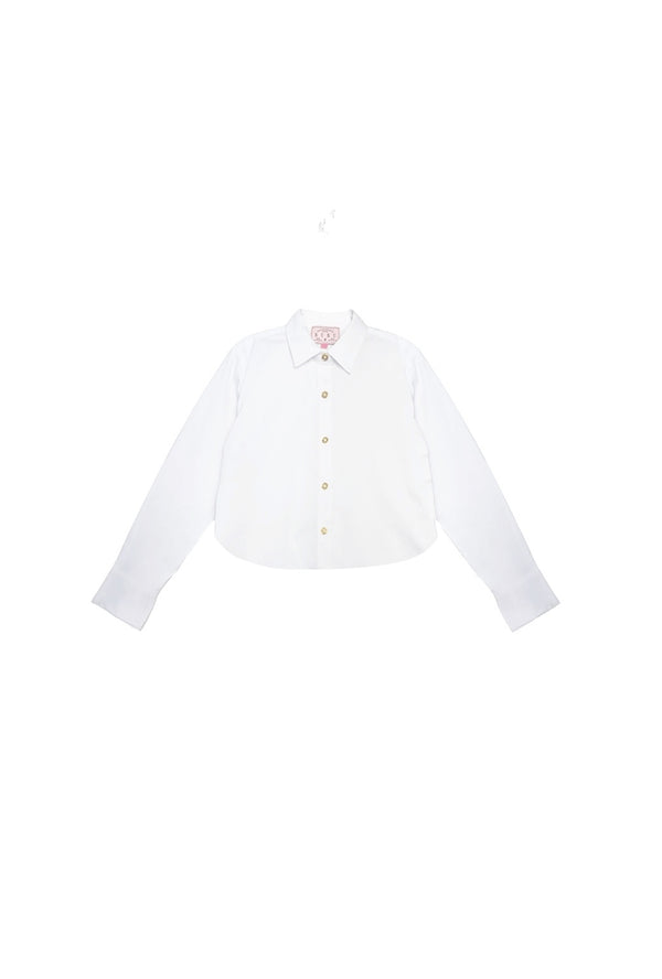Mel Button Down Cropped Shirt - White