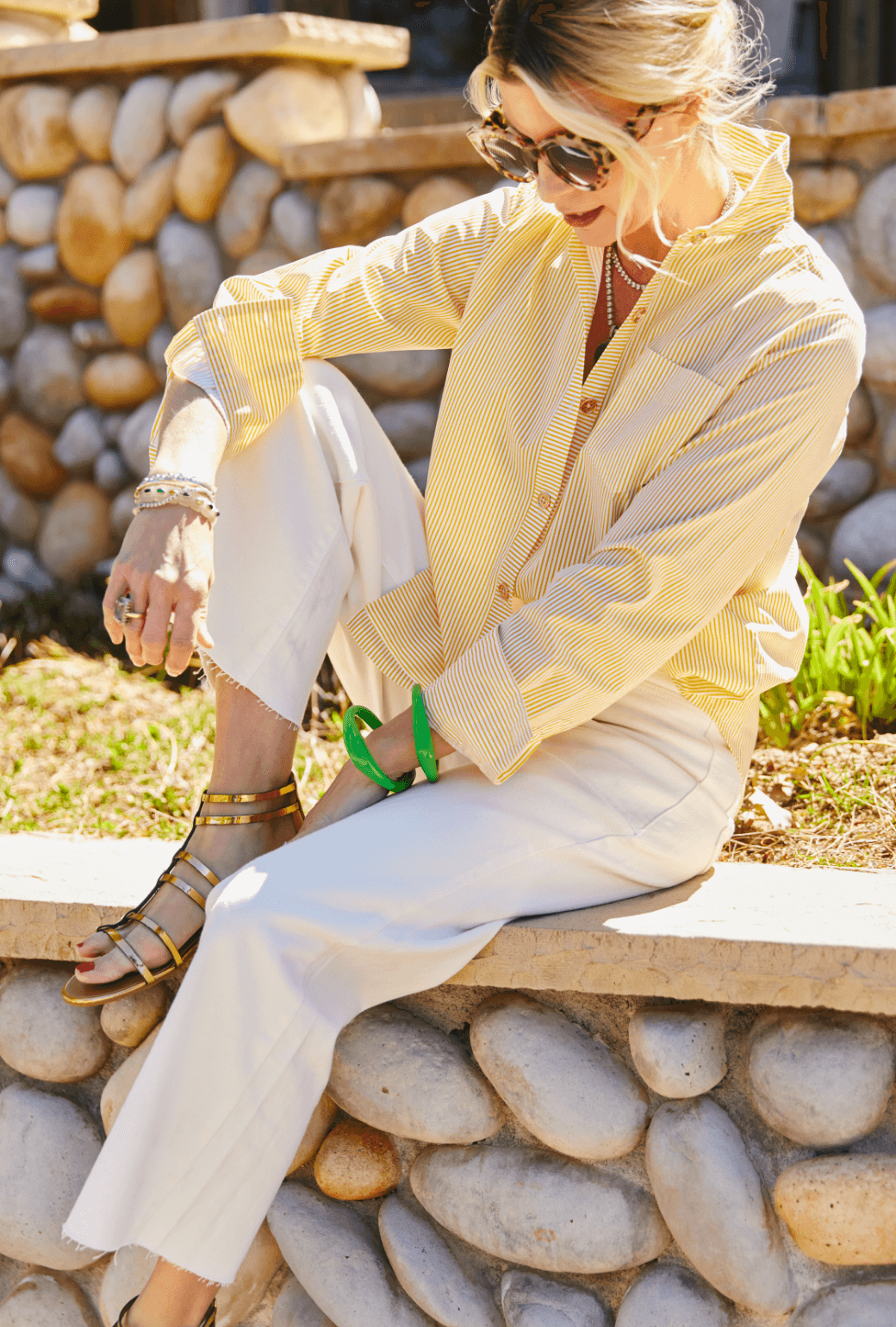 Mel Button Down Shirt - Yellow Stripe 2X Mel Button Down Shirt - Yellow Stripe 2X