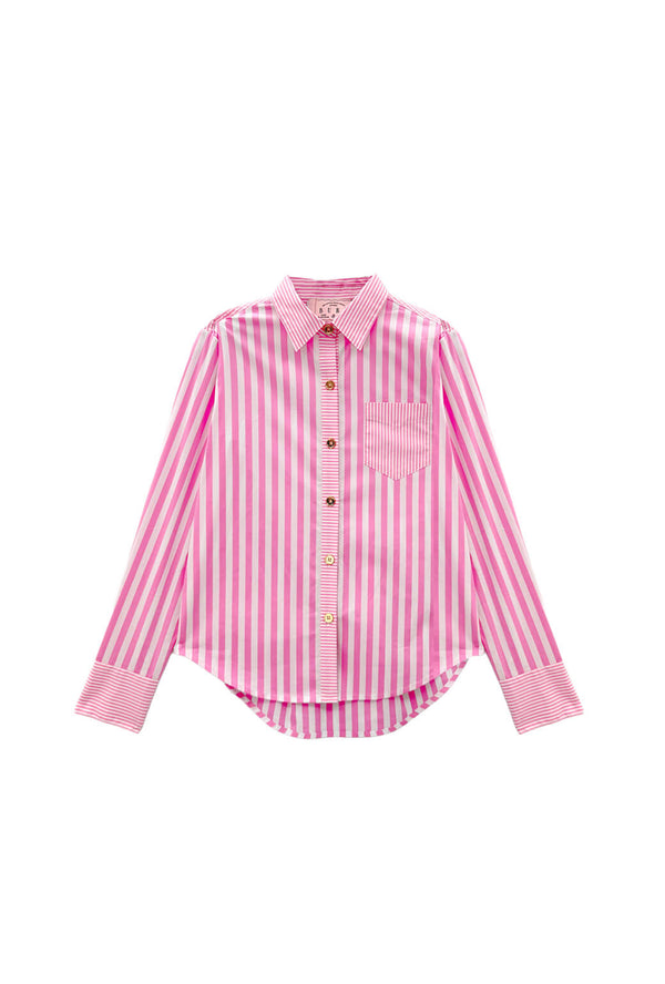 Mel Mixed Button Down Shirt - Pink Stripe