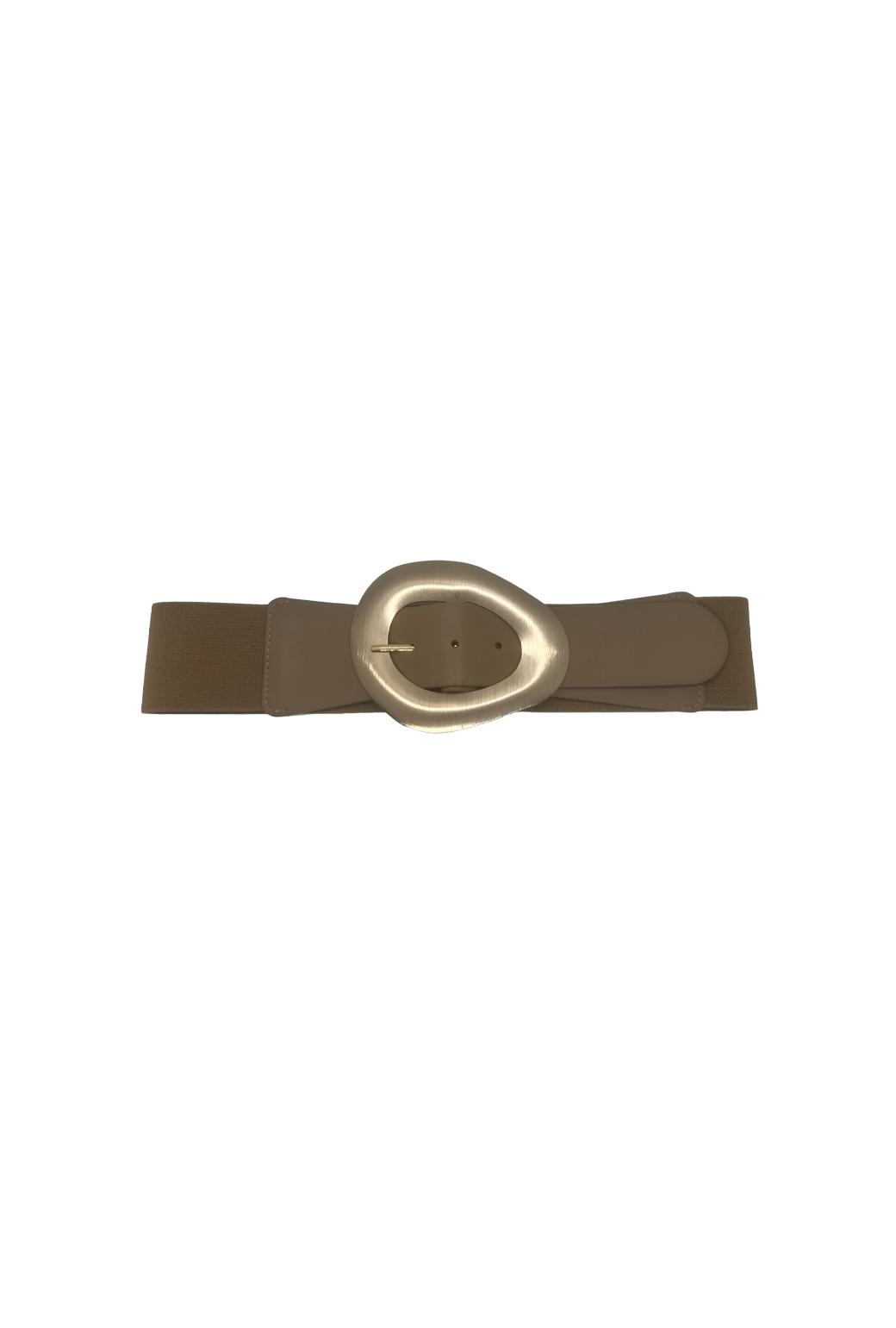 Metallic Buckle Stretch Belt - Mocha
