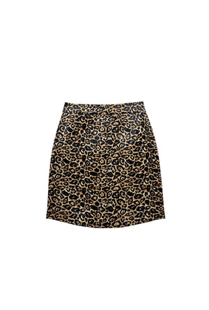 Pencil MINI Skirt - Leopard Print Lurex