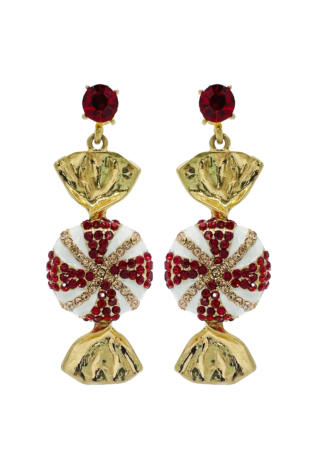 Peppermint Drop Earrings - Red