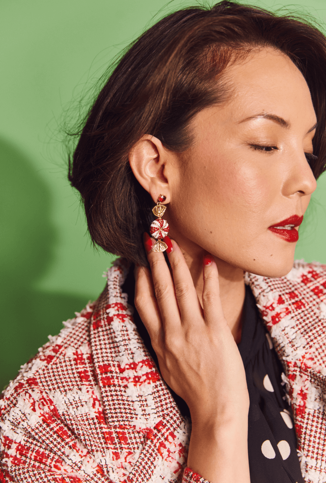 Peppermint Drop Earrings - Red