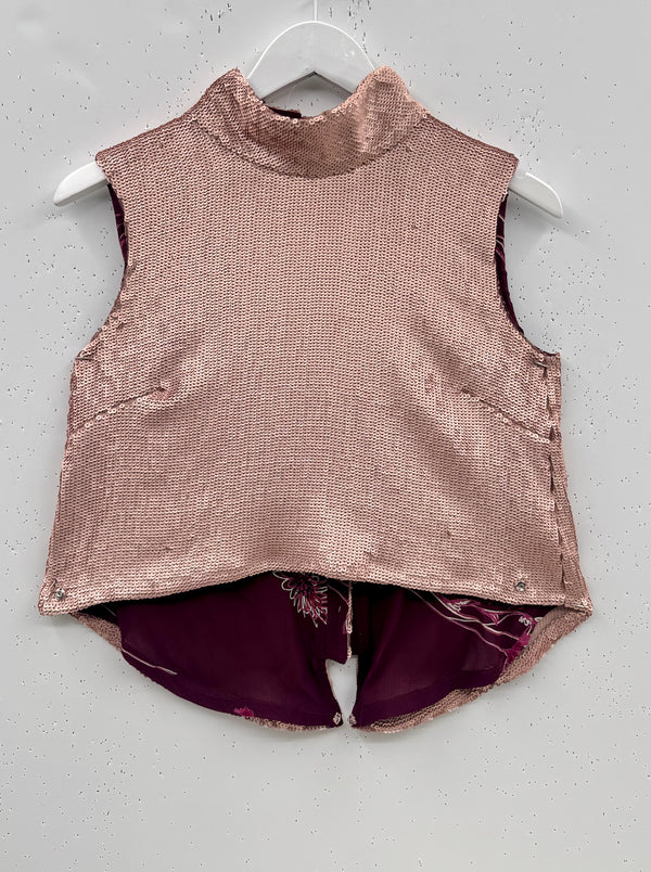 SAMPLE - Cropped Sleeveless Mod Top - Blush Sequin