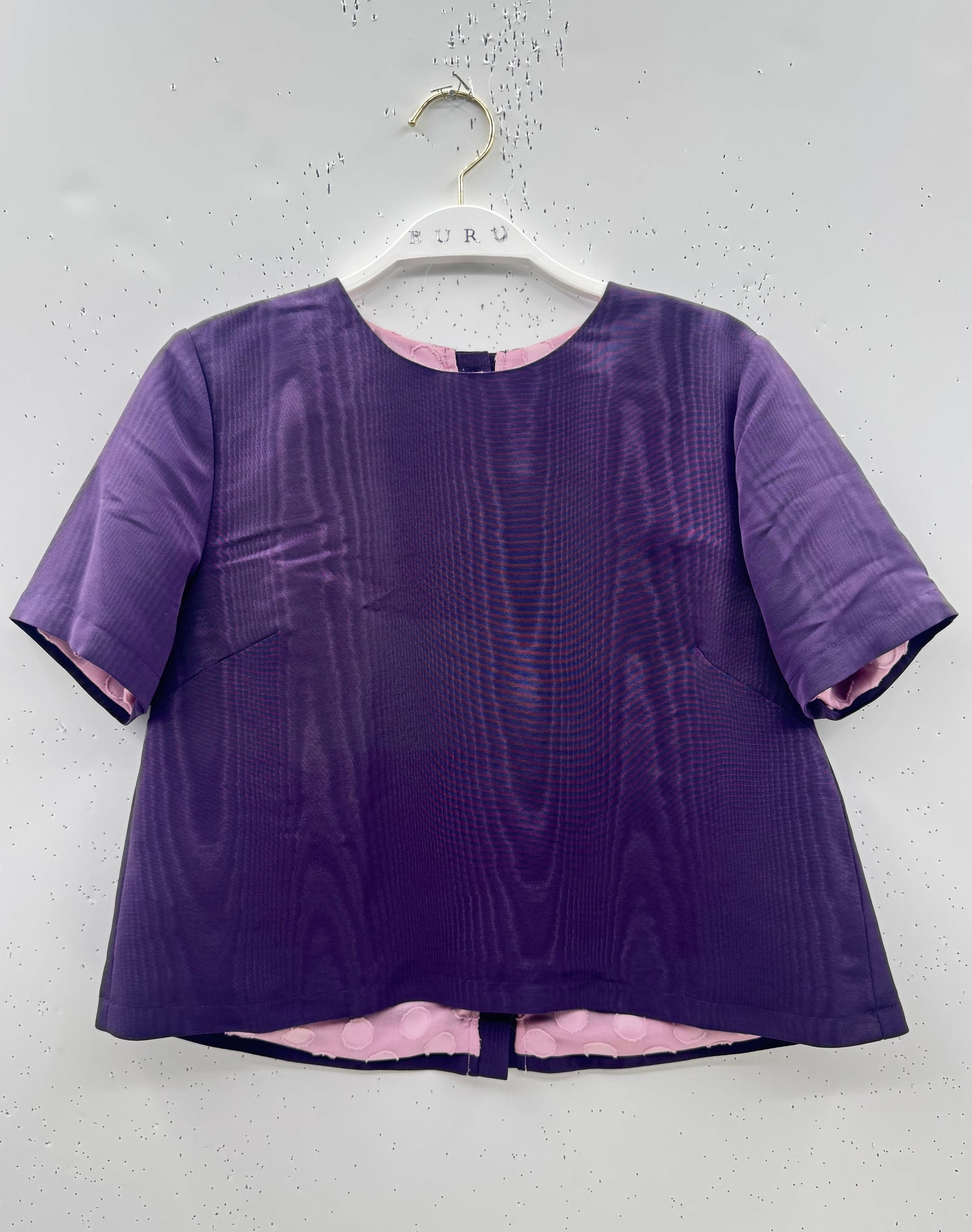 SAMPLE - Crew Neck Short Sleeve Mod Top - Eggplant Moiré