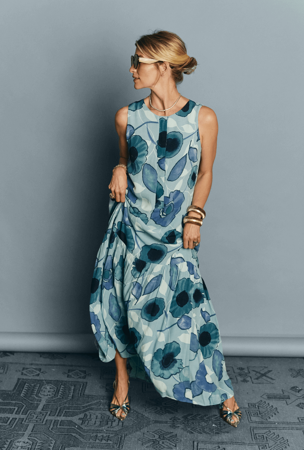 SAMPLE - Placket Front Gown - Aquamarine XS SAMPLE - Placket Front Gown - Aquamarine XS