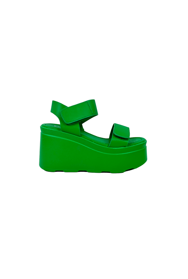 Platform Velcro Sandals - Kelly Green