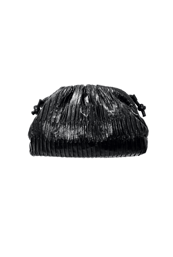 Pleated Pouf - Shiny Black