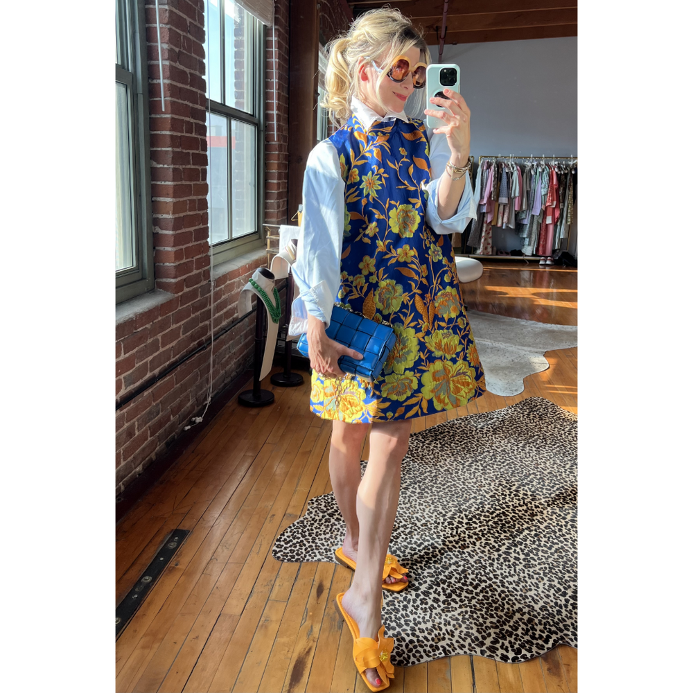 Sleeveless Mod Dress - Royal Brocade, image