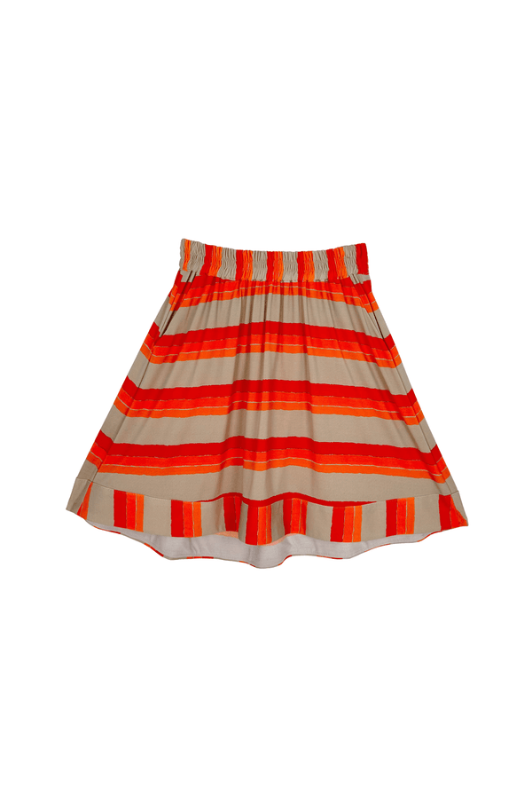Poolside Mini Skirt  - Tangerine & Sand Stripe